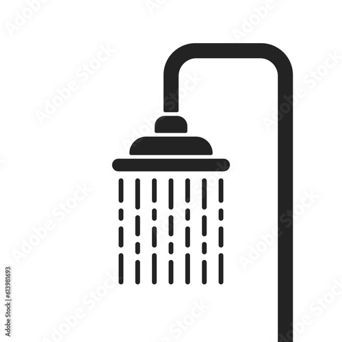 black shower icon for washroom and bathroom