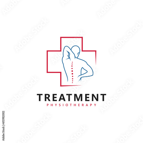 Treatment chiropractic logo design inspiration. Physiotherapy symbol icon design