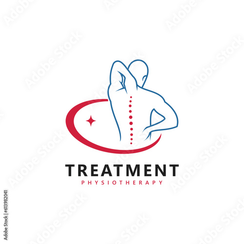 Treatment chiropractic logo design inspiration. Physiotherapy symbol icon design