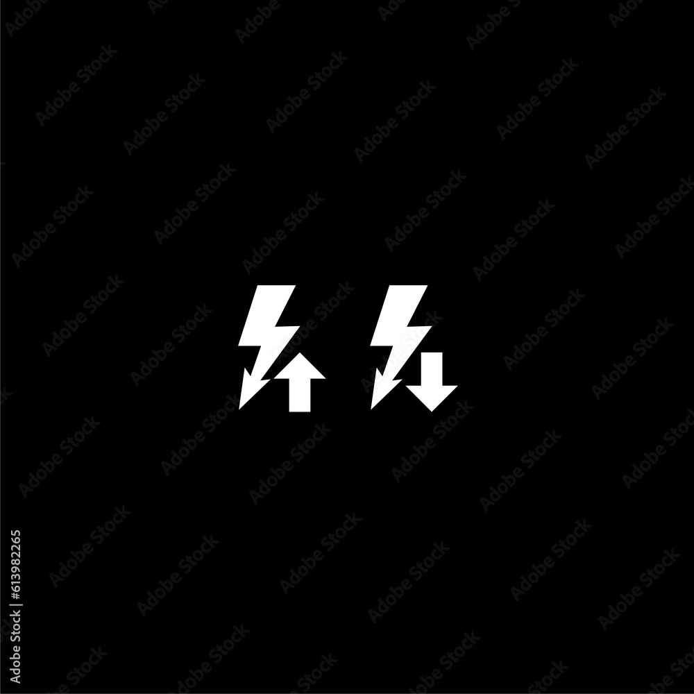 Energy reduction rising or falling icon isolated on dark background Energy reduction rising or falling icon isolated on dark background