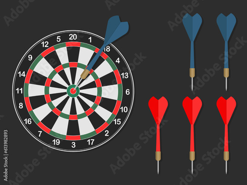 Art Flat darts, darts and target, Archery targets isolated on transparent background. Archery target icon set. Realistic targets. Dartboard 