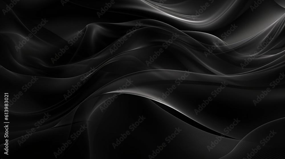 Obraz premium Black transparent fabric abstract background. Ai generative