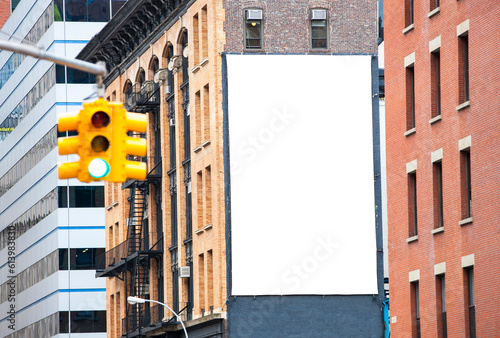 Photography Blank billboard in an urban setting.