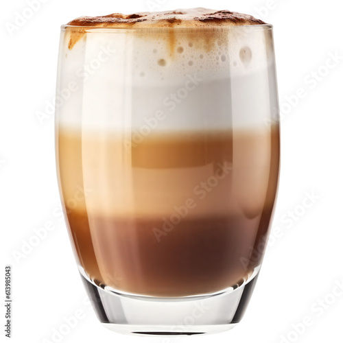 Coffee Latte in glass isolated cut out. Generative ai art