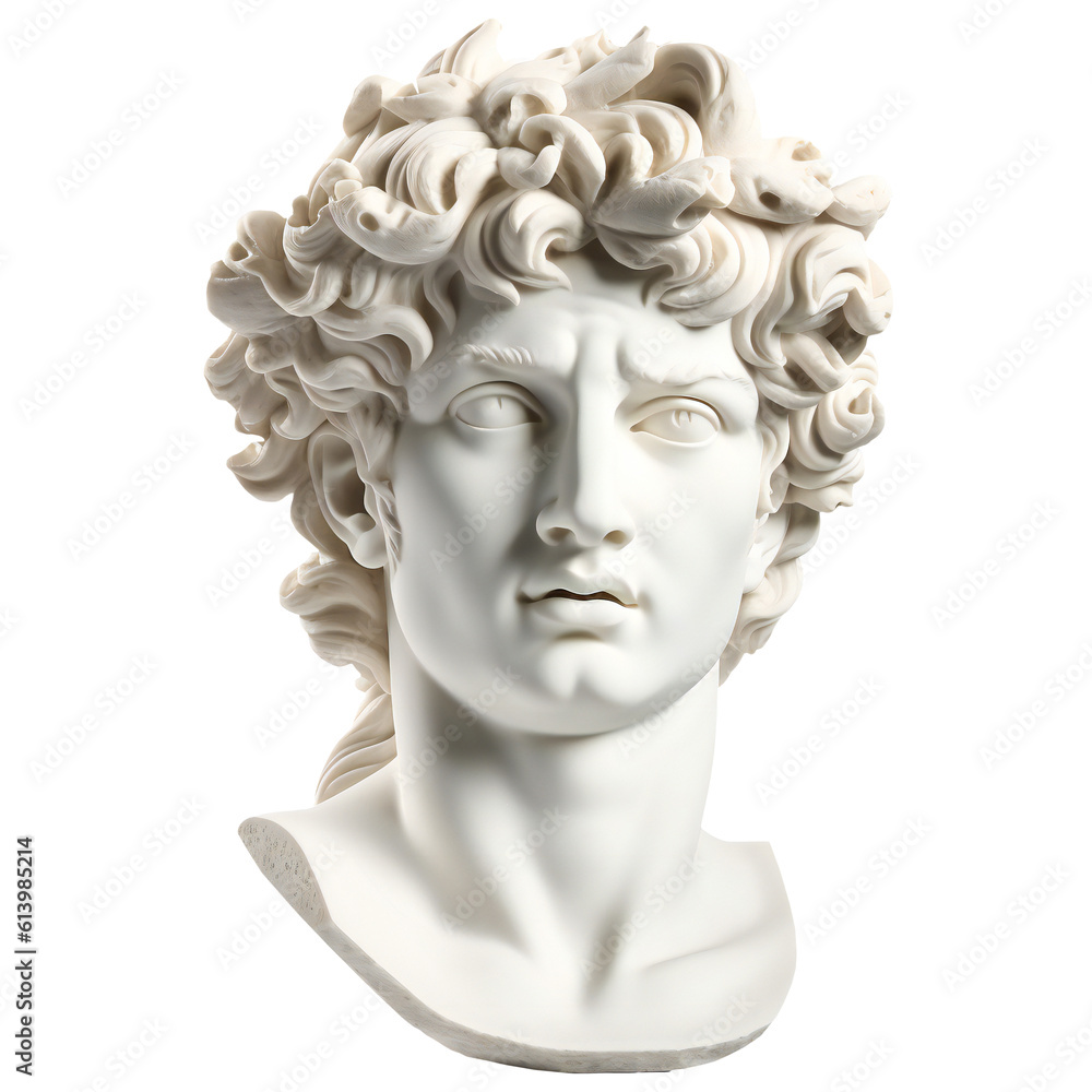 Obraz premium Gypsum statue of man's head isolated. generative ai art cut out