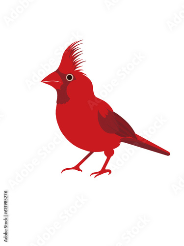 Принти на полотні red bird northern cardinal on white background with gray shadow state symbol of