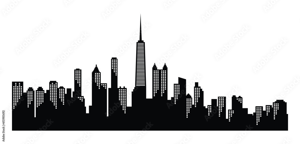 Building silhouette of Chicago. New York City skyline.