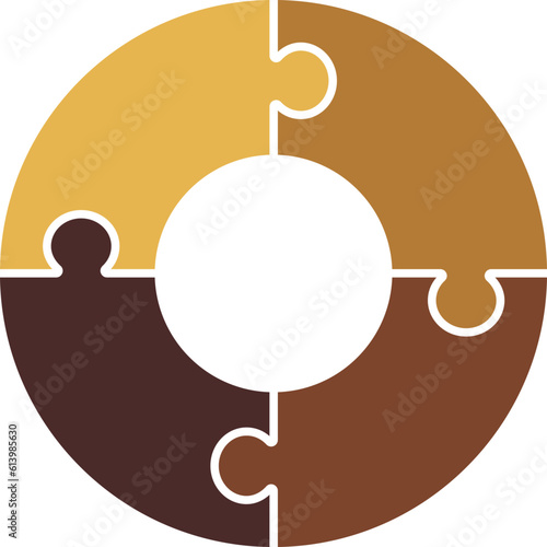 Infographic Pie Flow Chart Jigsaw Puzzle Cycle Diagram 4 Sections