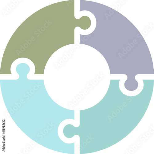 Infographic Pie Flow Chart Jigsaw Puzzle Cycle Diagram 4 Sections