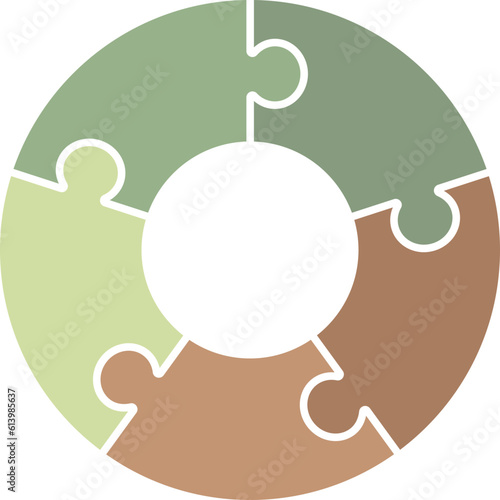 Infographic Pie Flow Chart Jigsaw Puzzle Cycle Diagram 5 Sections