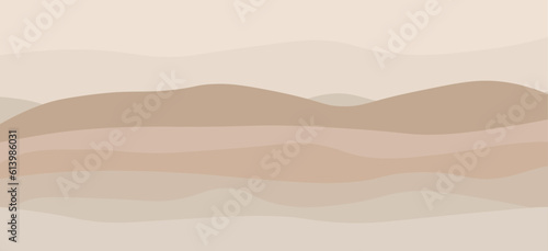 Minimal abstract landscape background vector. Mountain background with watercolor texture . Vector arts design for prints, poster, cover, wall arts and home decoration.