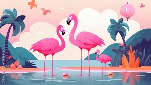 flamingos in the water