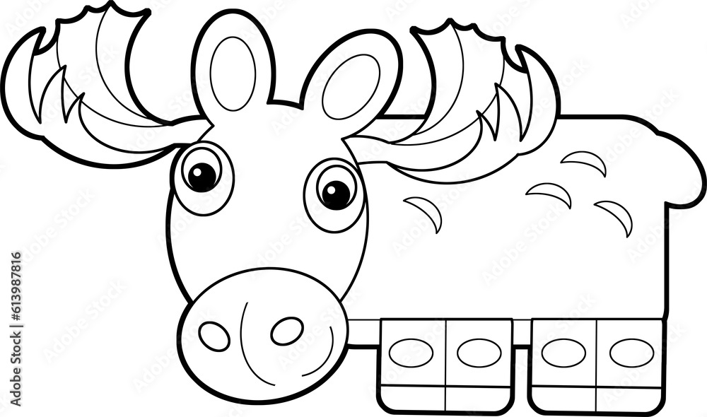 cartoon scene with happy moose elk isolated illustration for children cartoon scene with happy moose elk isolated illustration for children