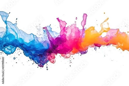 Abstract watercolor, colorful splash, isolated on white background, created with Generative AI technology.