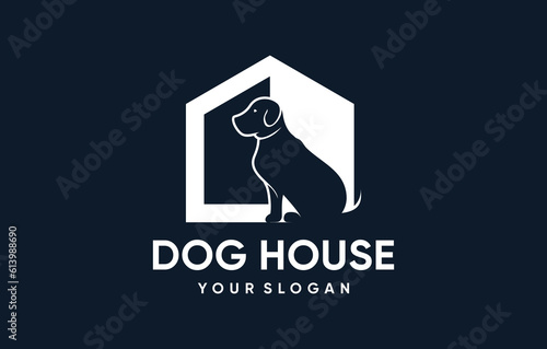 dog house negative space logo design