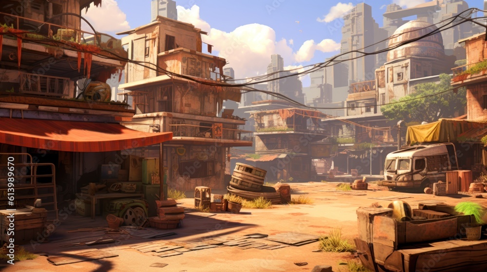 Fototapeta premium Survival City Game Environment Art