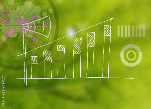 Analyse von Umwelt und Energie Daten mit grünem Hintergrund - Diagramme und Auswertungen