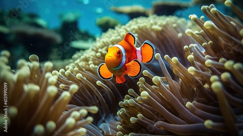 Clown fish with anemone Generative AI
