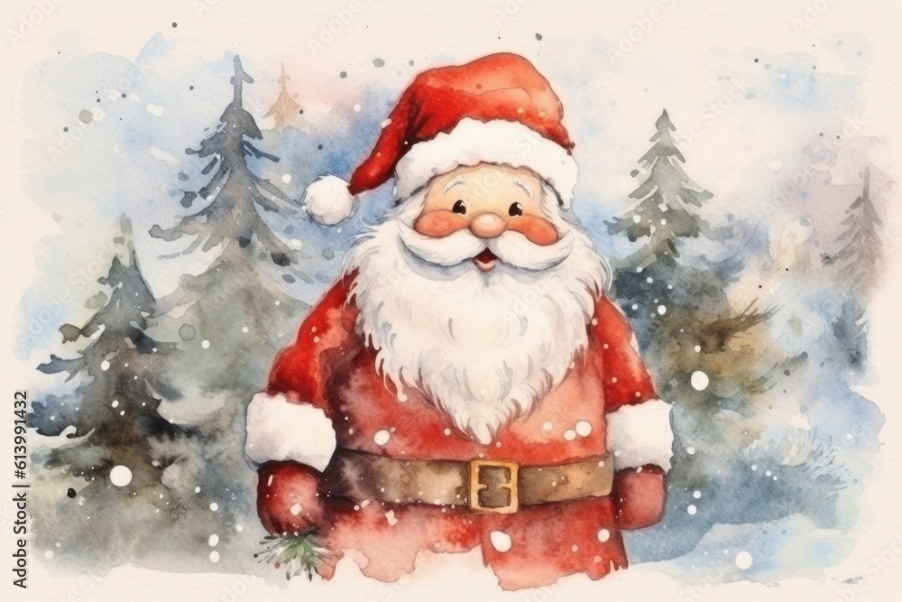 santa claus christmas concept in retro watercolor technique generative ai santa claus christmas concept in retro watercolor technique generative ai