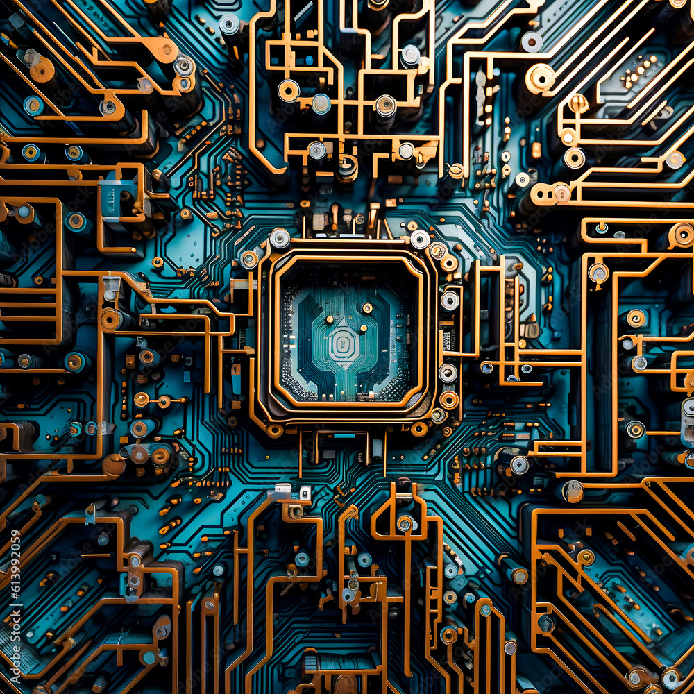Intricate Circuit Board Maze - generative ai