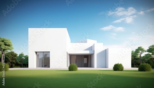 Luxury modern house with blue sky background,Concept for real estate or property.3d rendering
