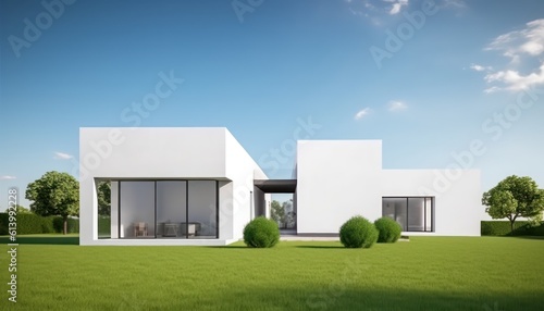Luxury modern house with blue sky background,Concept for real estate or property.3d rendering © Eli Berr