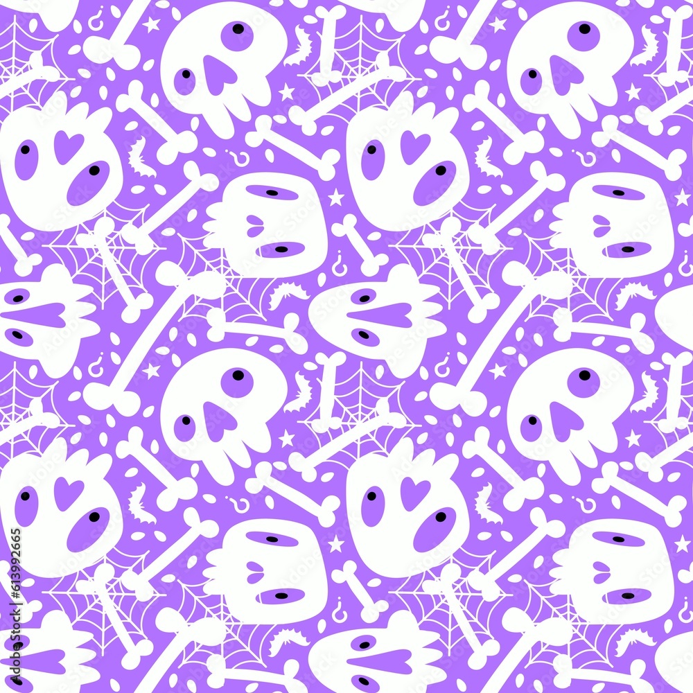 'Cartoon Halloween seamless skulls pattern for wrapping paper and linens and fabrics and kids clothes print 'Cartoon Halloween seamless skulls pattern for wrapping paper and linens and fabrics and kids clothes print