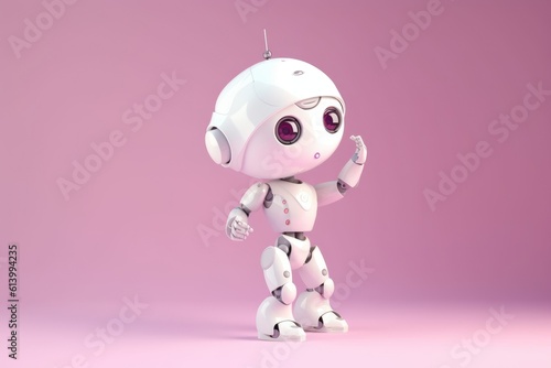 Cute robot with pink background. Generative AI