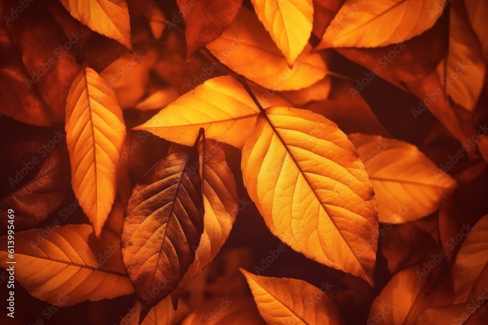 Autumn Leaves Background. Illustration AI Generative.