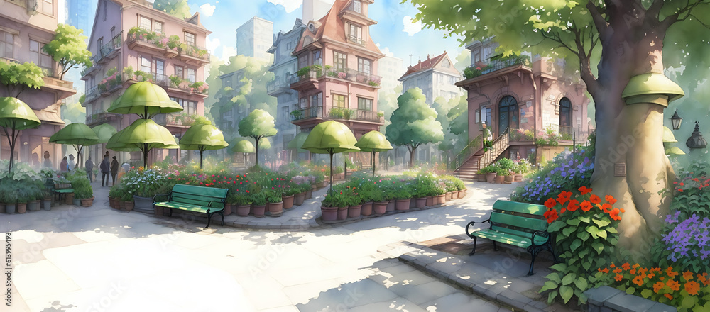 urban landscape with gardens urban landscape with gardens