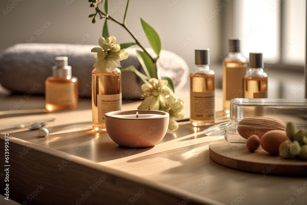 Fototapeta premium Relaxing Spa Concept. Generative AI