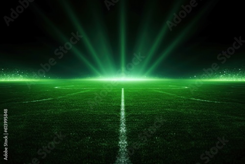 Green soccer field. Illustration AI Generative. © ArtCookStudio