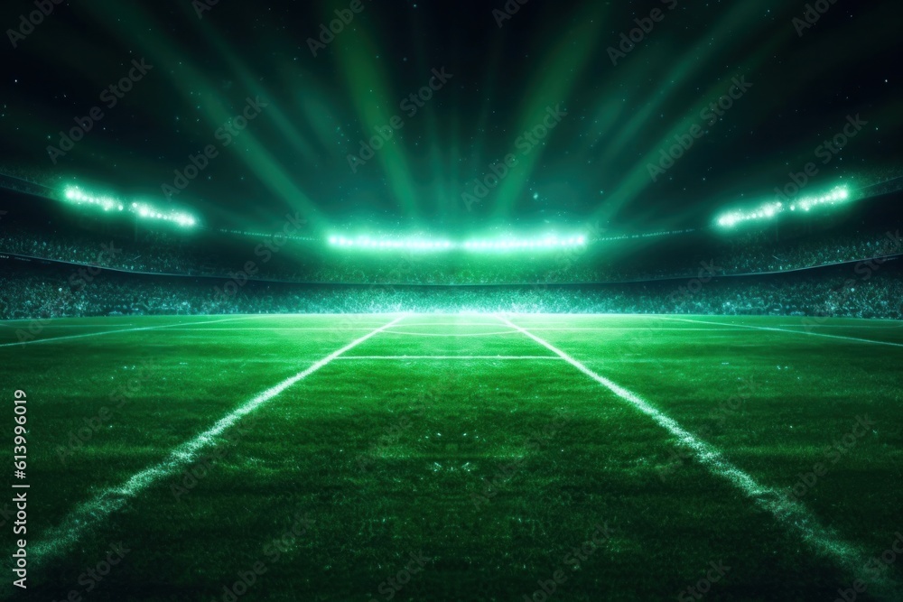 Green soccer field. Illustration AI Generative.