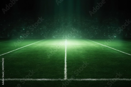 Green soccer field. Illustration AI Generative. © ArtCookStudio