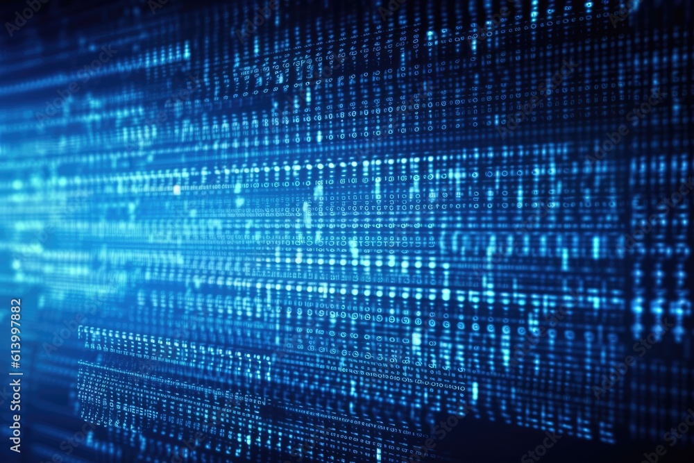 Abstract binary code on a dark blue background. Generative AI Abstract binary code on a dark blue background. Generative AI