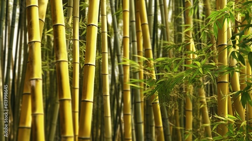 Photo gold bamboo forest seamless Generative AI