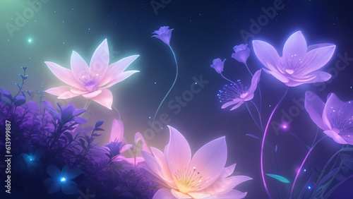Enchanting flowers blooming in an ethereal garden (Generative AI)