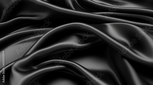 Realistic satin silk in black color Generative AI