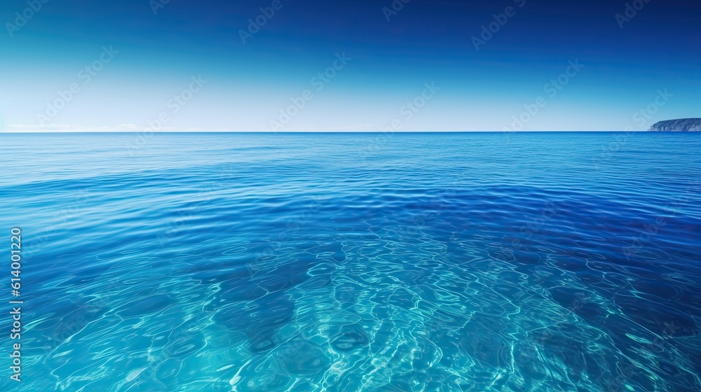 Fototapeta premium Ocean and sky. AI generated art illustration.