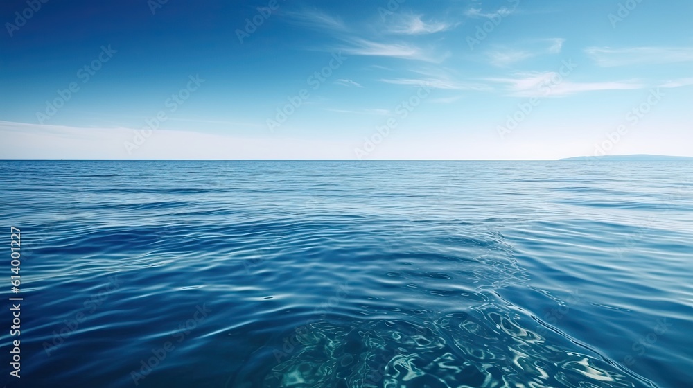 Obraz premium Ocean and sky. AI generated art illustration.