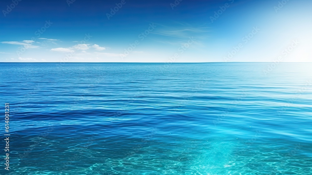 Obraz premium Ocean and sky. AI generated art illustration.