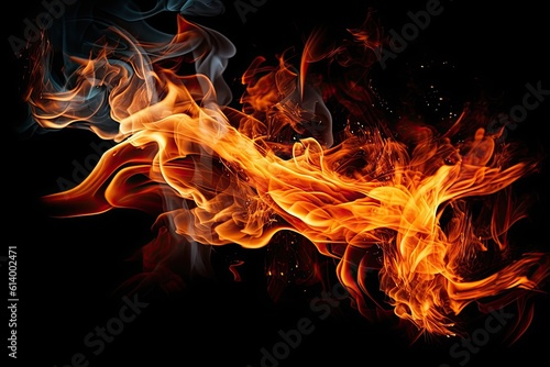 Fire flames on black. AI generated art illustration. © Дима Пучков