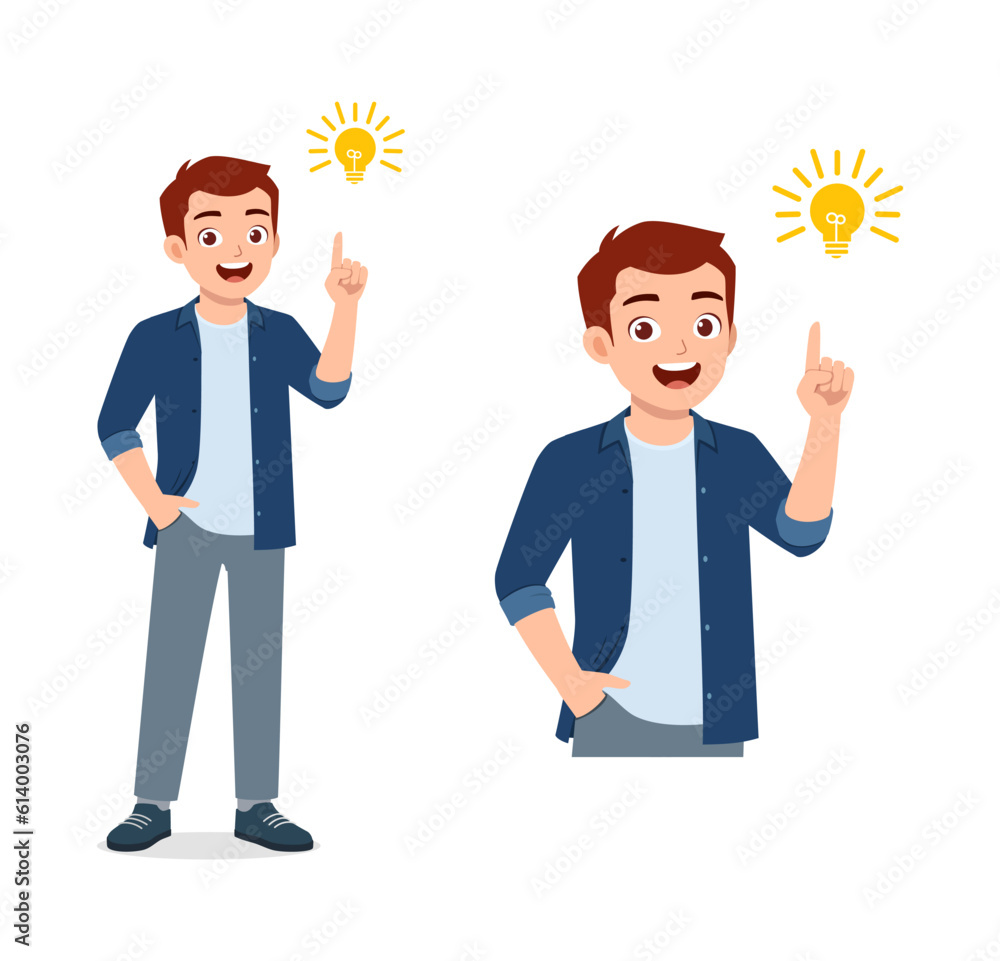 man thinking and has idea with light bulb sign man thinking and has idea with light bulb sign