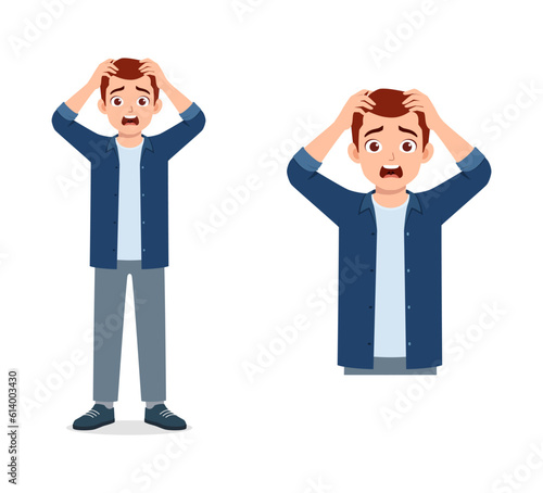 man feeling shocked and scream so loud