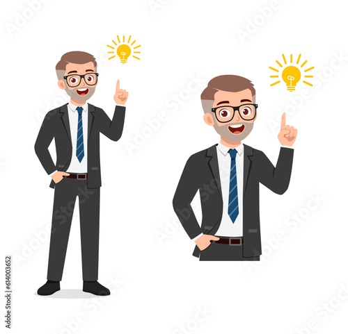 man thinking and has idea with light bulb sign