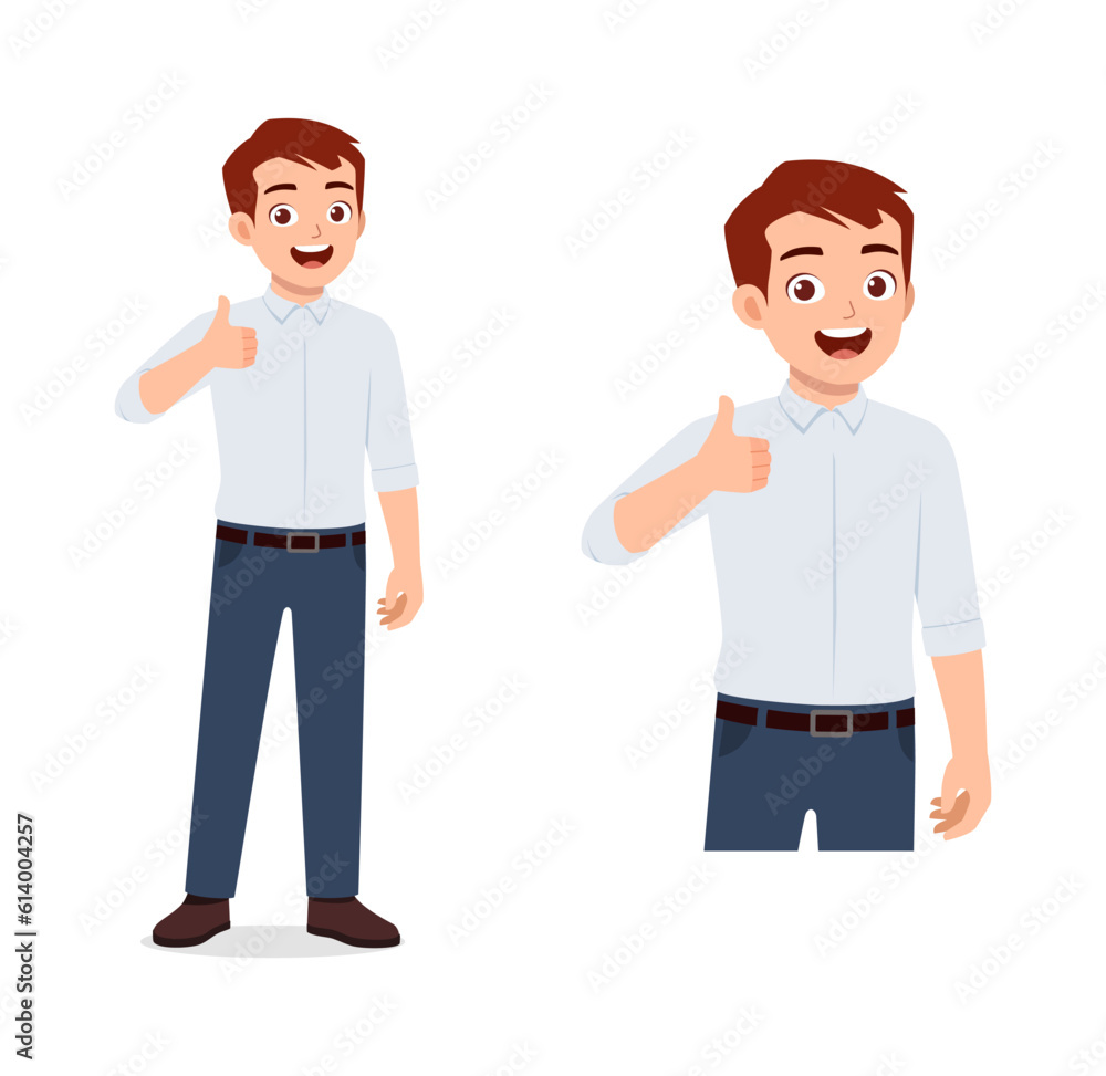 man feeling happy and show thumb up pose