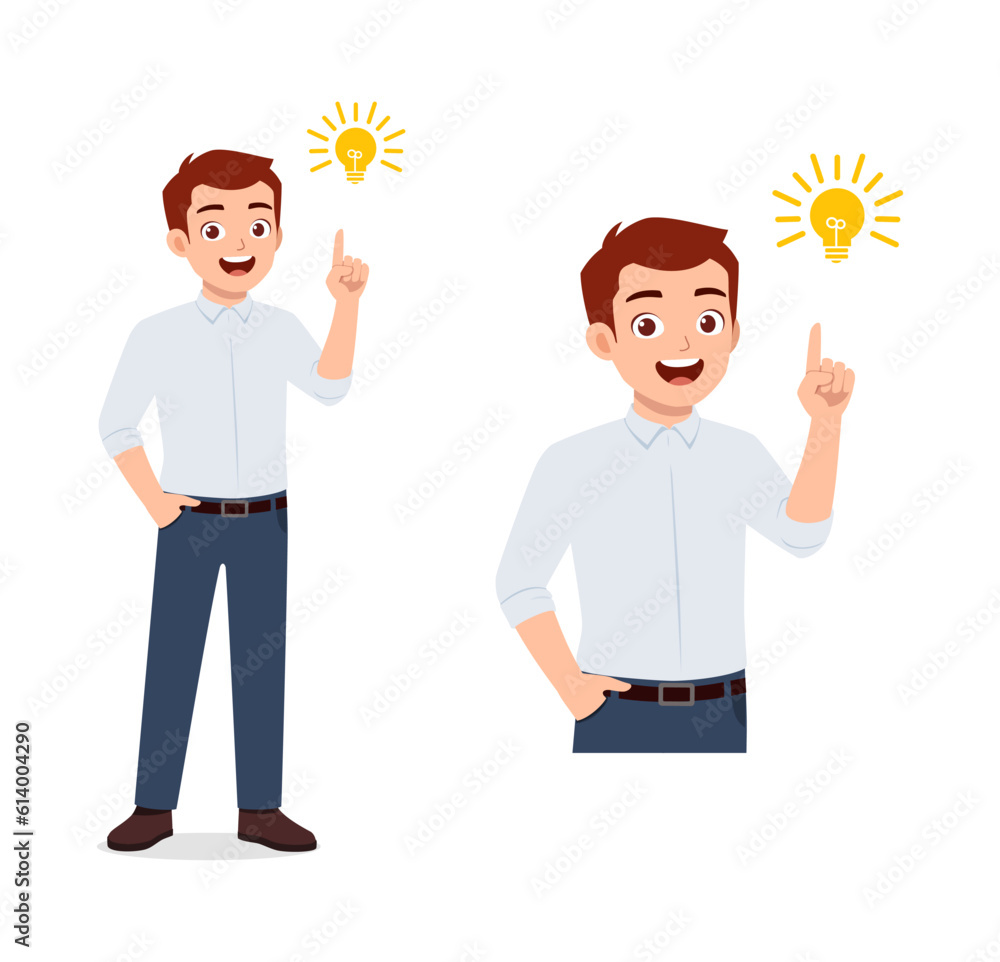 man thinking and has idea with light bulb sign man thinking and has idea with light bulb sign