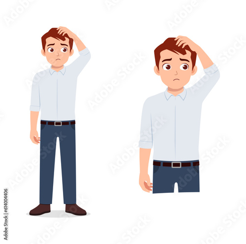 man feeling confused and scratching head