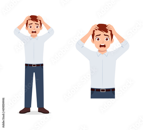 man feeling shocked and scream so loud