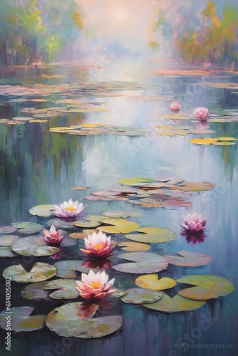 Water lily in the pond. AI generated art illustration. © Дима Пучков